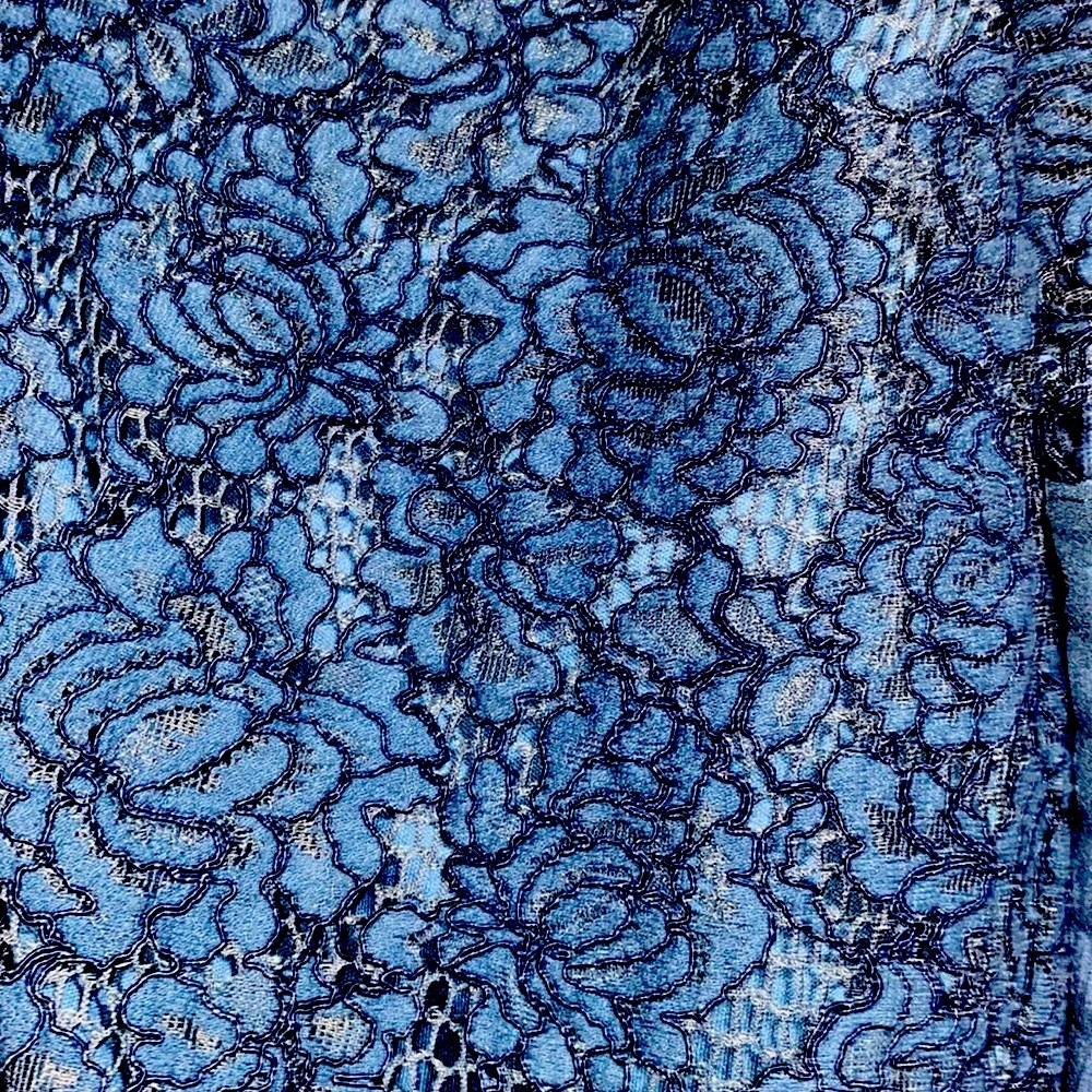 NSR Dark Blue/Turquoise Lace V-neck Blouse